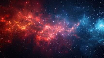Cosmic Dance of Nebulae: Red and Blue