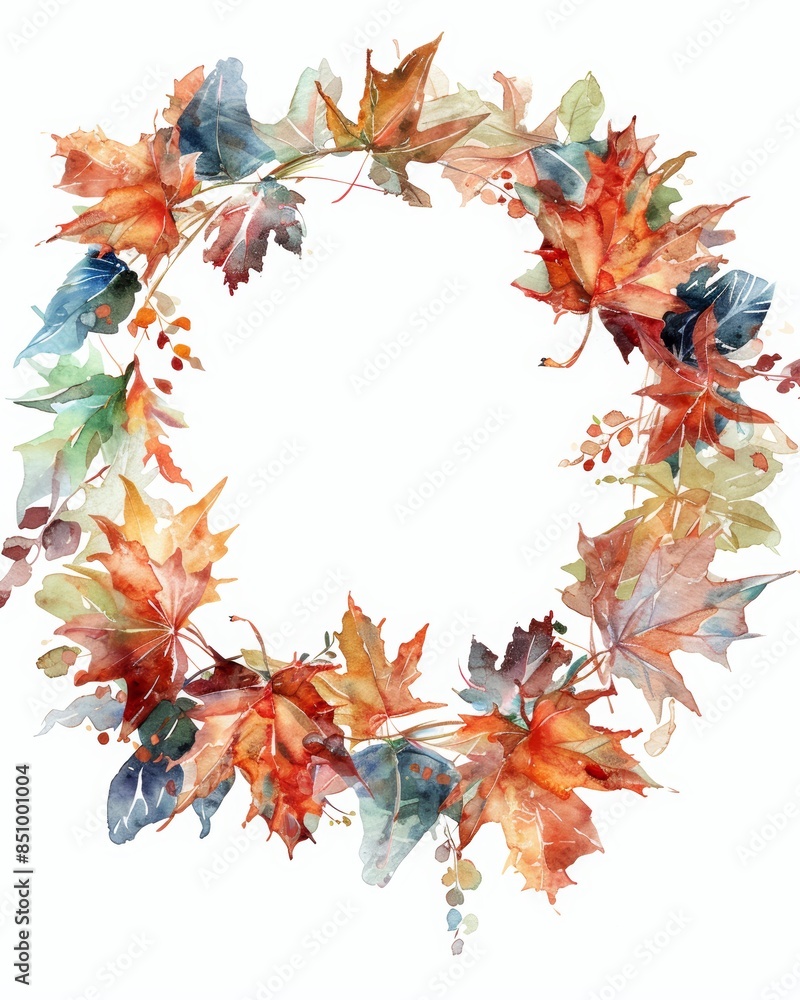 Poster autumn wreath design for text overlay generative ai