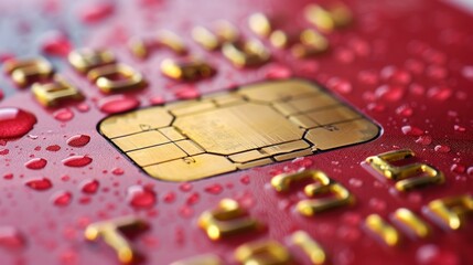 Close-Up of a Wet Credit Card Chip