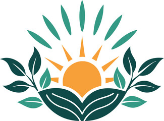 sun witn agriculture logo vector illustration