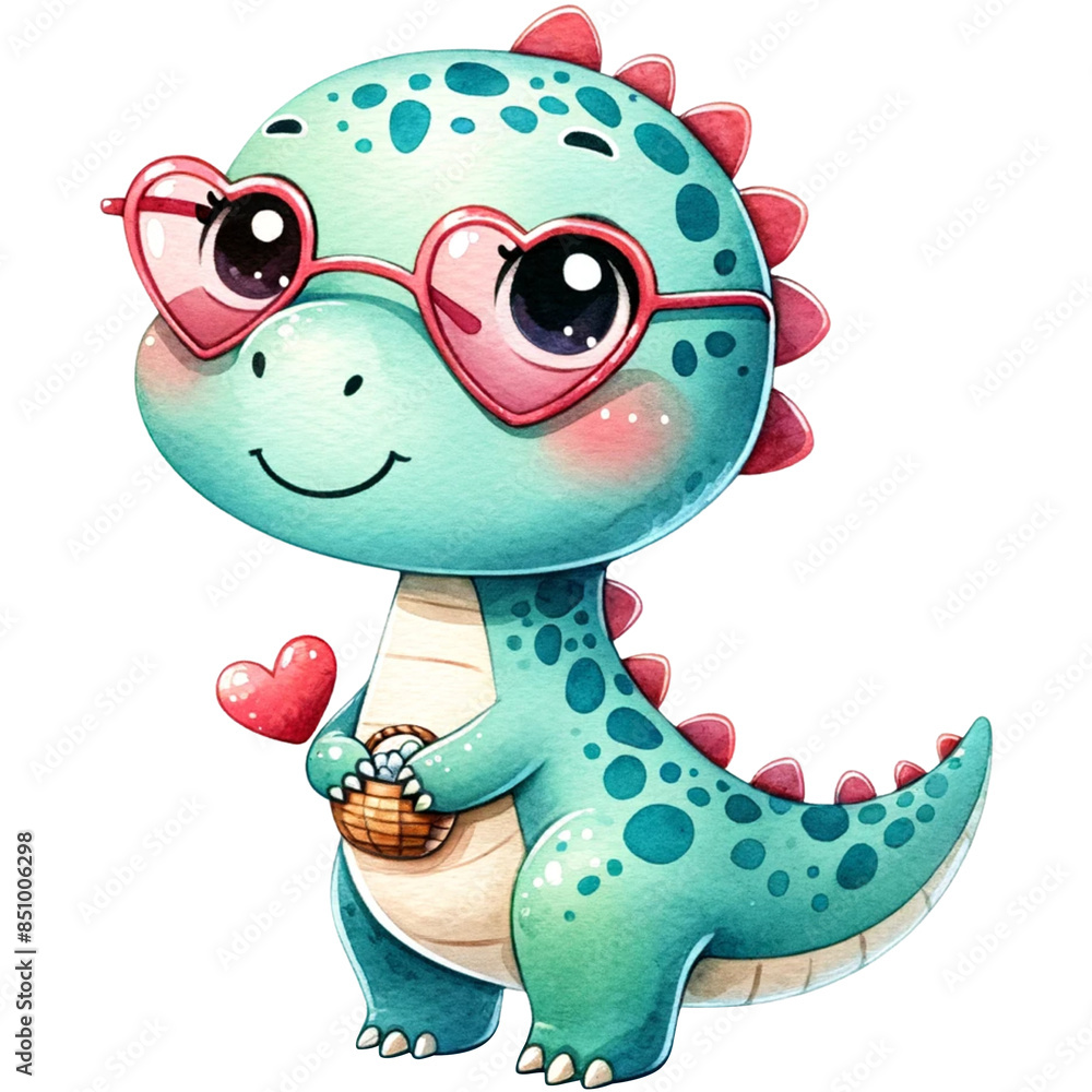 Wall mural cute watercolor dinosaur summer, cute dinosaur, dinosaur clipart