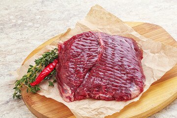 Raw beef machete steak for grill