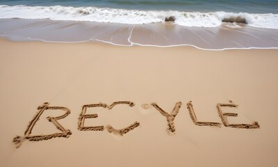 Fototapeta premium Trash free beach scene ocean recycle
