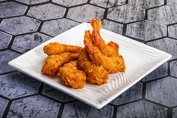 Delicous crispy shrimps appetizer snack