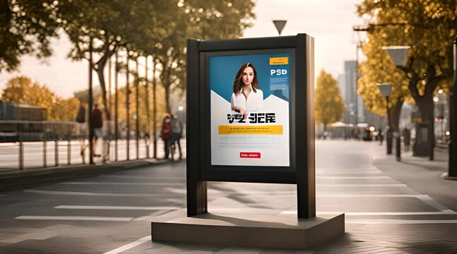 Advertising information boards on the side of the road