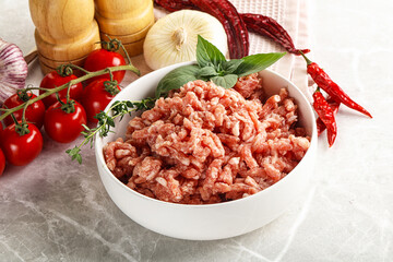 Raw minced pork uncooked meat