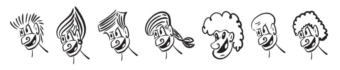 Character Faces vector silhouettes.