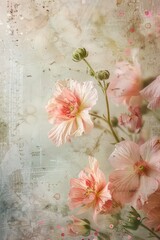 An artistic representation of flowers with a vintage vibe, featuring abstract textures and soft color palette