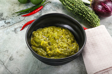 Indian cuisine - palak paneer cheese with spinach