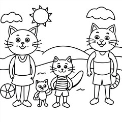 cute and playful cat illustrations and silhouette 