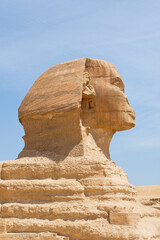 Great Sphinx against blue sky, Giza, Egypt