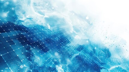 Abstract image featuring a dynamic blue water splash over a grid, conveying concepts of fluidity and connectivity
