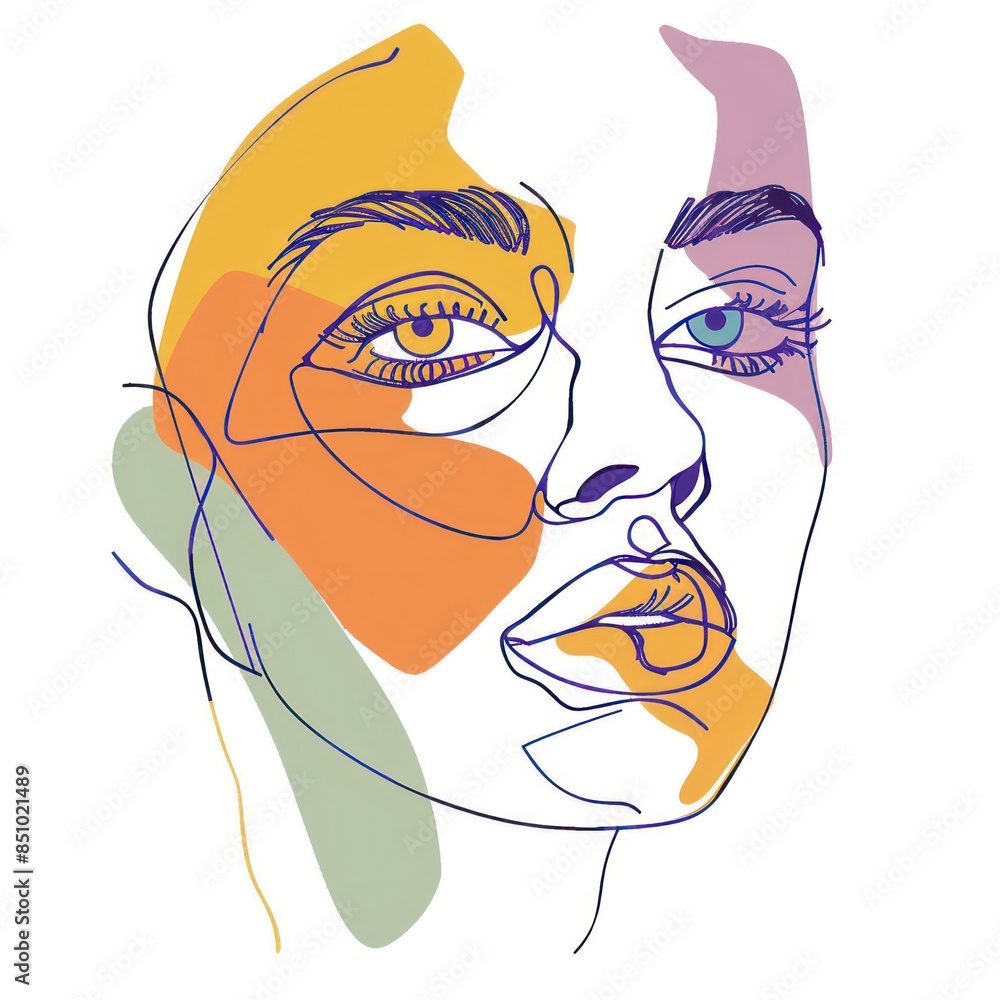 Poster this image features a soft pastel gradient with abstract shapes and lines creating a modern and aest