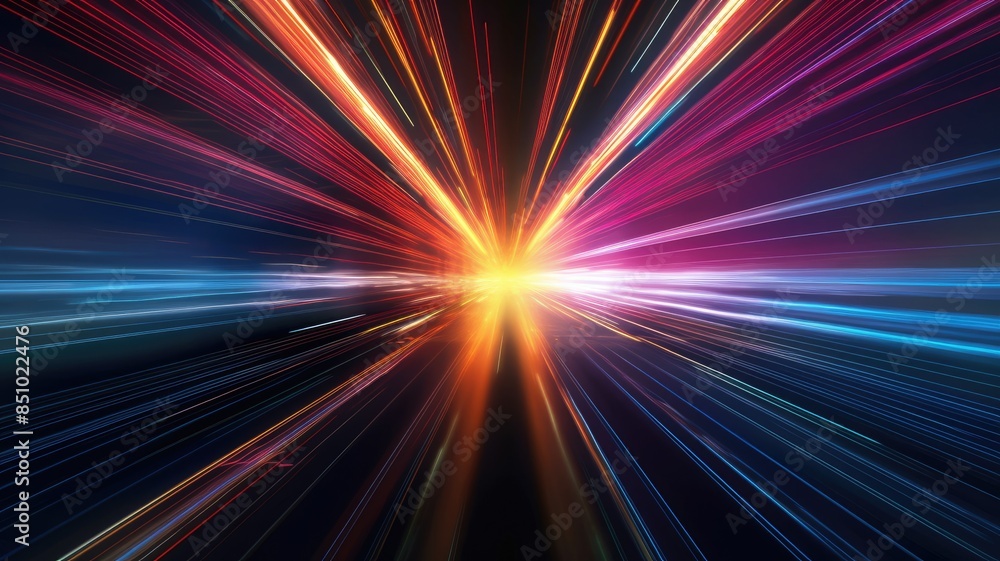 Aufkleber vivid abstract particles traveling at high speed creating a sense of fast motion and color diversity