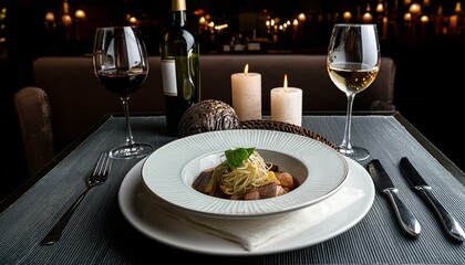 레스토랑 와인 피자