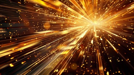 Fototapeta premium Dynamic lines and shapes in golden light evoke excitement of financial success