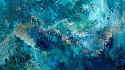 Tranquil seascape with aquamarine turquoise emerald and sapphire hues