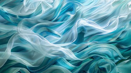 Obraz premium Intertwined cerulean and cyan with silver ribbons resemble sunlight on waves