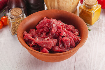 Raw beef meat - sliced strips
