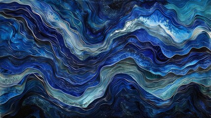 Abstract ocean depths with sapphire and aquamarine layers in a hypnotic dance