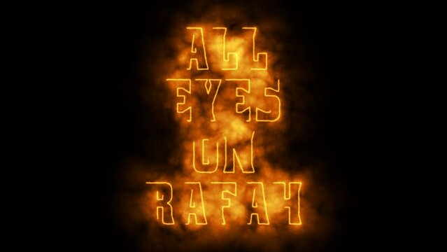 All eyes on Rafah Text -Burning Flame Effects-4K