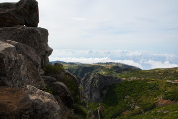 Mountain trail Pico do Arieiro, one of the highest mountains in Madeira, Portugal
