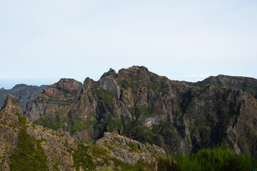 Fototapeta premium Mountain trail Pico do Arieiro, one of the highest mountains in Madeira, Portugal