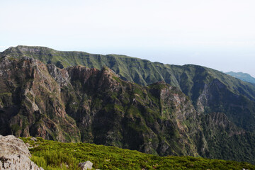 Mountain trail Pico do Arieiro, one of the highest mountains in Madeira, Portugal