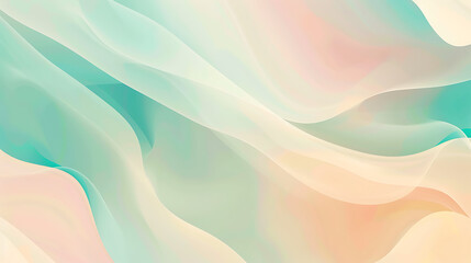 Obraz premium Soft Mint and Peach Fluid Abstract Art