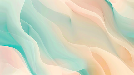 Obraz premium Soft Mint and Peach Fluid Abstract Art