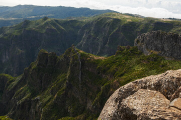 Mountain trail Pico do Arieiro, one of the highest mountains in Madeira, Portugal