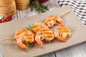Grilled king prawn skewer snack