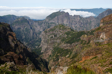 Fototapeta premium Mountain trail Pico do Arieiro, one of the highest mountains in Madeira, Portugal
