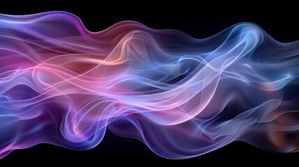  A blurry photo of blue and pink smoke on a black background