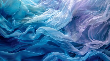 Obraz premium Layers of veils and waves in blue hues create tranquility