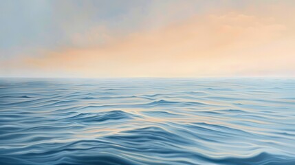 Tranquil seascape with pastel hues and golden dawn light