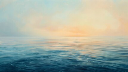 Soft pastel hues and gentle ripples in a tranquil seascape