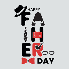 Happy Father's day greeting with hand written lettering sticker Black and white, Happy father's day typography design, hand drawn lettering.