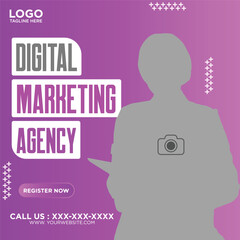 Digital marketing agency and corporate social media post template, marketing agency, live webinare, template, classes, course, poster, marketing, online marketing, digital marketer, marketing, square 