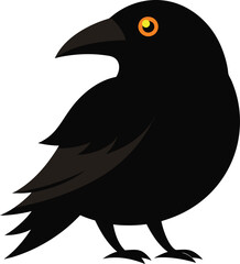 raven black and white illustration vector