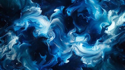 Obraz premium Azure and cobalt swirls on navy background dynamic ocean feel