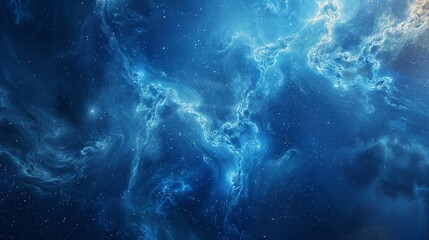Fototapeta premium Blue background with swirling nebula distant galaxy feel