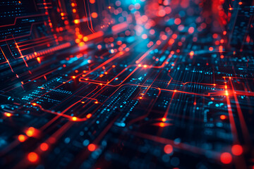 Abstract background of an electronic circuit representing digital technology and artificial intelligence