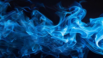 Obraz premium Dancing blue flames abstract against dark backdrop