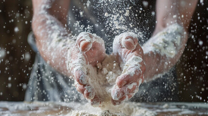 close up of hands kneading dough