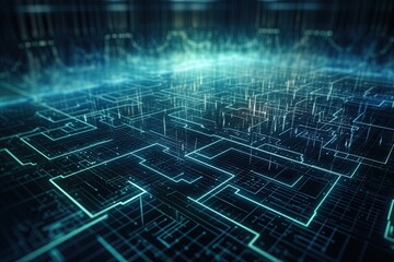 Abstract Background Illustrating Digital Transformation, System Engineering, and Programming Concepts 