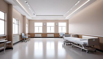 Calm Hospital Sanctuary: Plain Wall, Subdued Tones, Quiet Haven, Generative AI