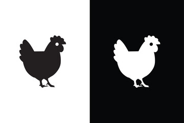 silhouette of hen chicken. Illustration vector graphics of hen icon.