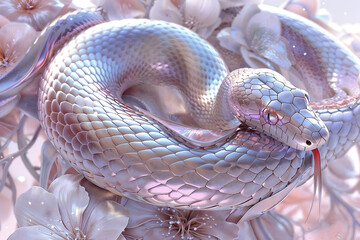 Fototapeta premium Snake zodiac 2025 symbol of the year background.. Astrological Chinese animal horoscope. Eastern calendar of animals. Fashion backdrop