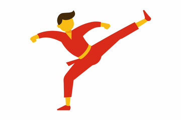 kung fu kick fighting vector illustration